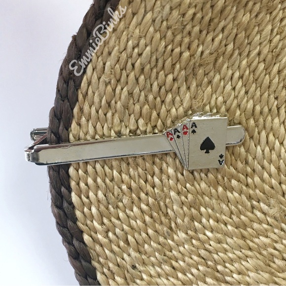 ✨3/$38 New Mens Playing Cards - Four Aces / All Aces / Aces Wild Silver Tie Clip - Picture 2 of 9